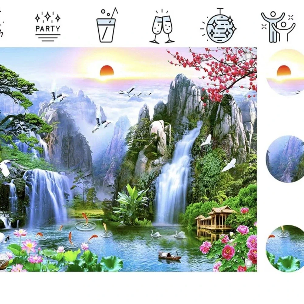 10x8 Ft Lanscape Photography Fairyland Mountain Lake Waterfall Backdrop